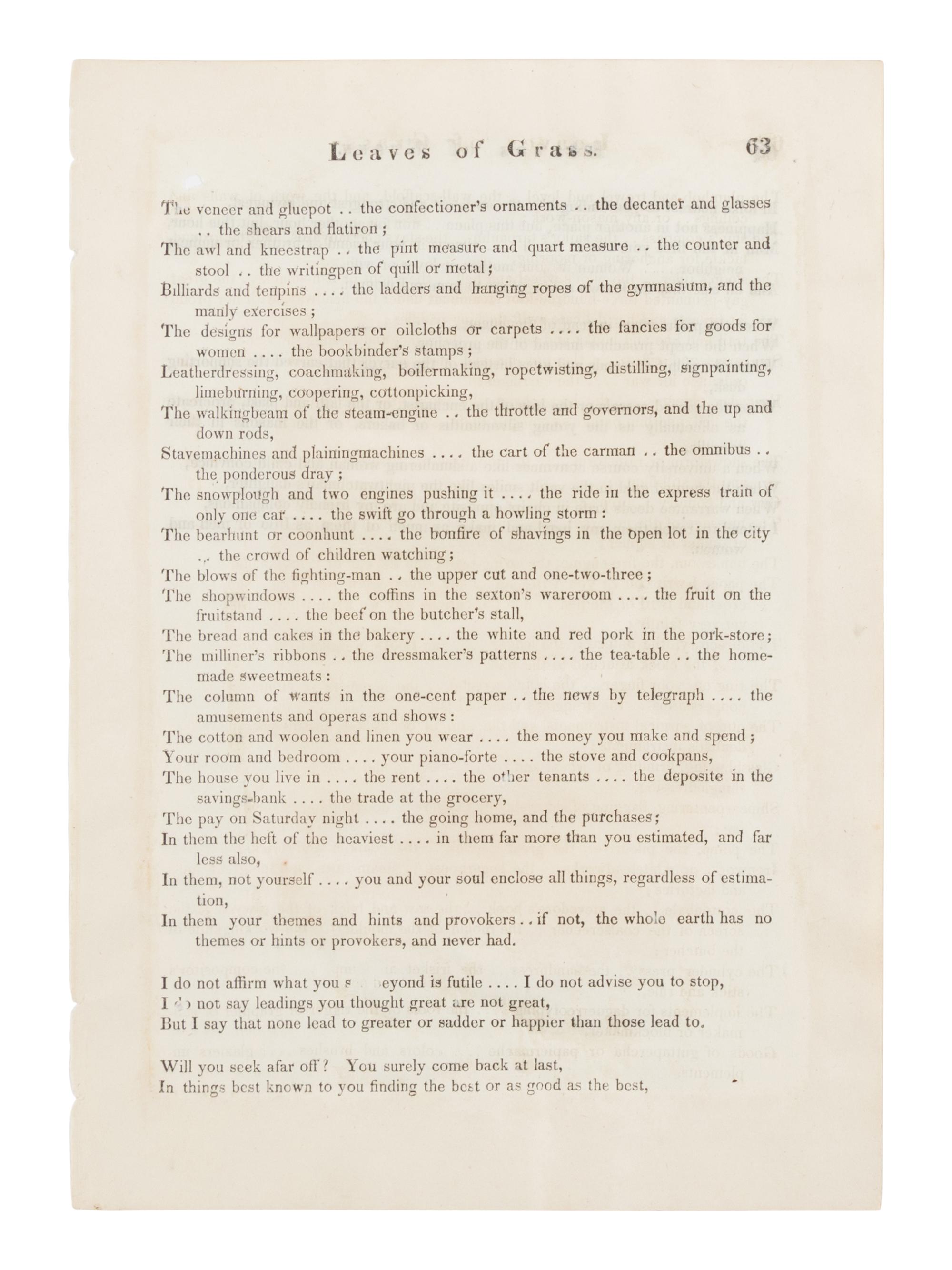 [LEAF BOOK]. -- [WHITMAN, Walt (1819-1892)]. A Leaf of Grass From Shady Hill. With a Review of Walt Whitman's Leaves of Grass. Written by Charles Eliot Norton in 1855; And, with a leaf from the first printing of Leaves of Grass, published in Brooklyn in 1855 . Cambridge: Kenneth Murdock at the Harvard University Press, 1928.