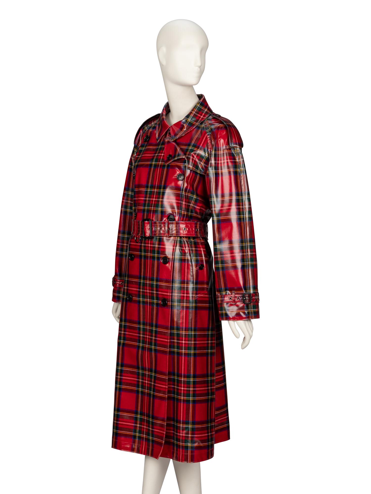 Burberry, Laminated Plaid Trench Coat