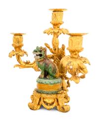 A Pair of Louis XV Ormolu-Mounted Chinese Export Porcelain Candelabra
