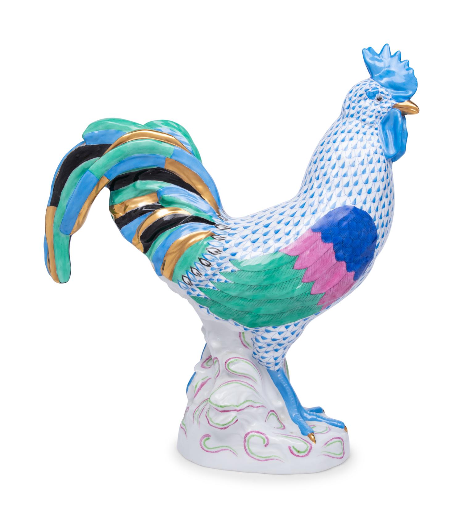 A Large Herend Porcelain Rooster
