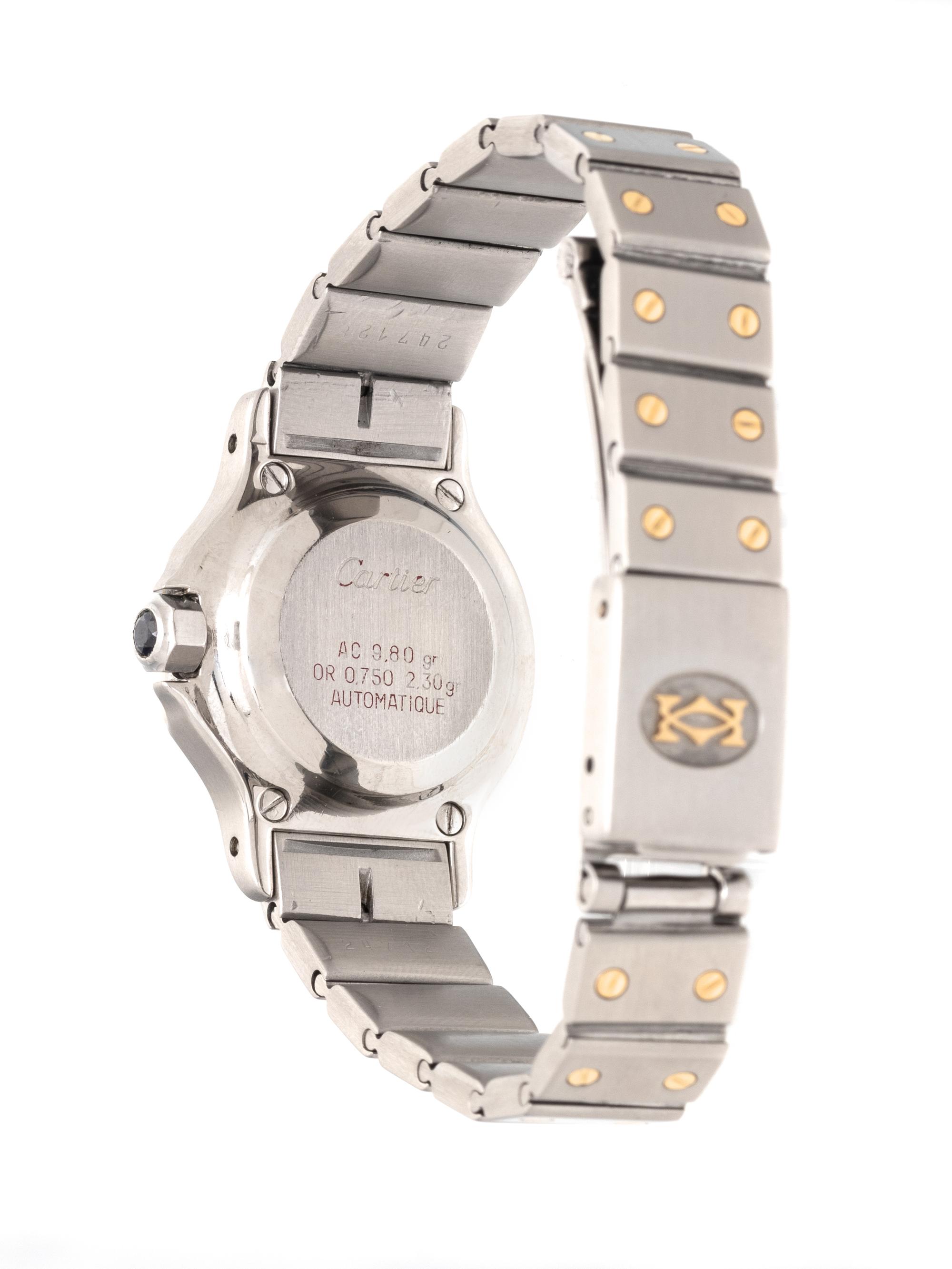 CARTIER, STAINLESS STEEL AND 18K YELLOW GOLD 'SANTOS' WATCH