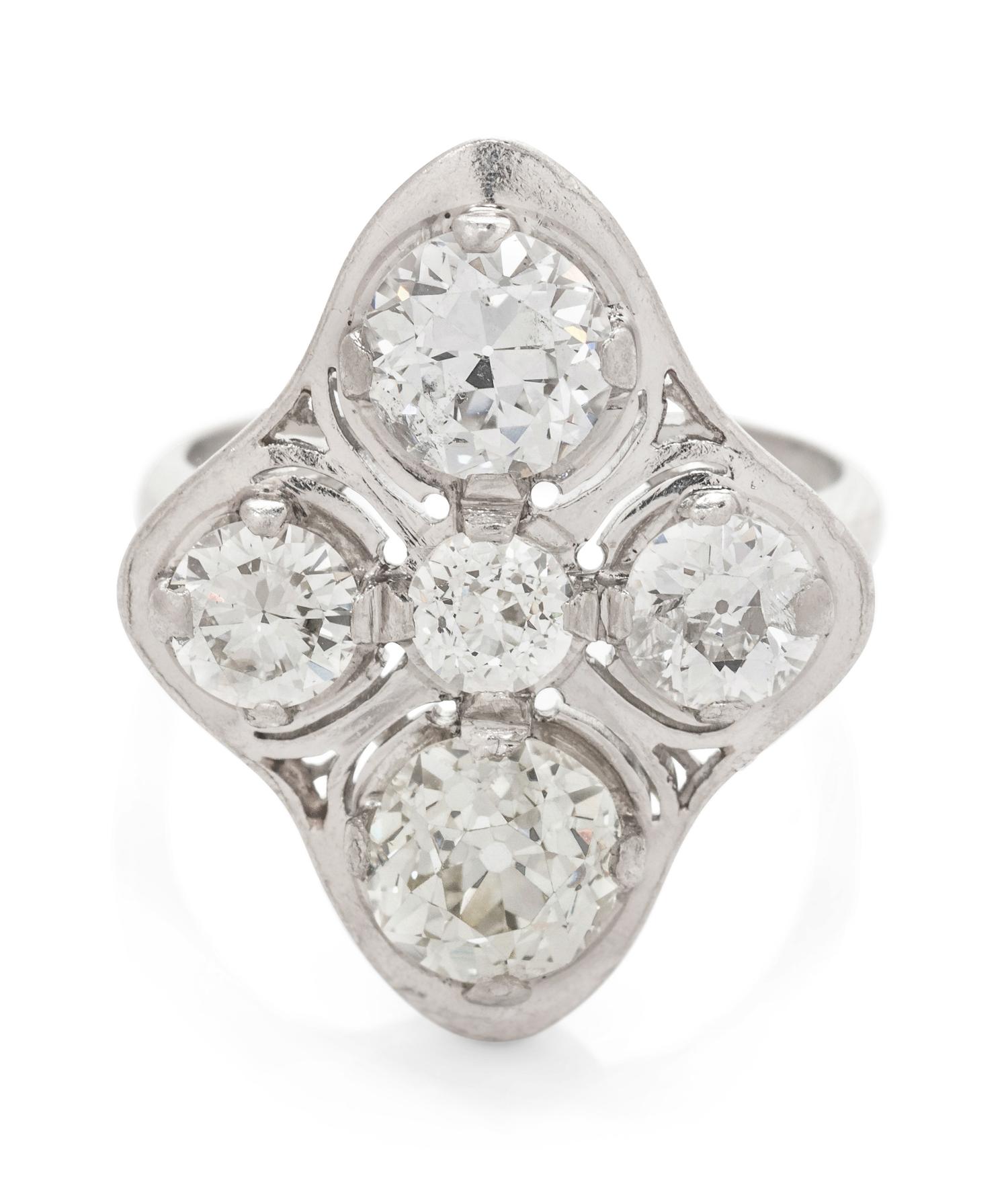 A Platinum and Diamond Ring,