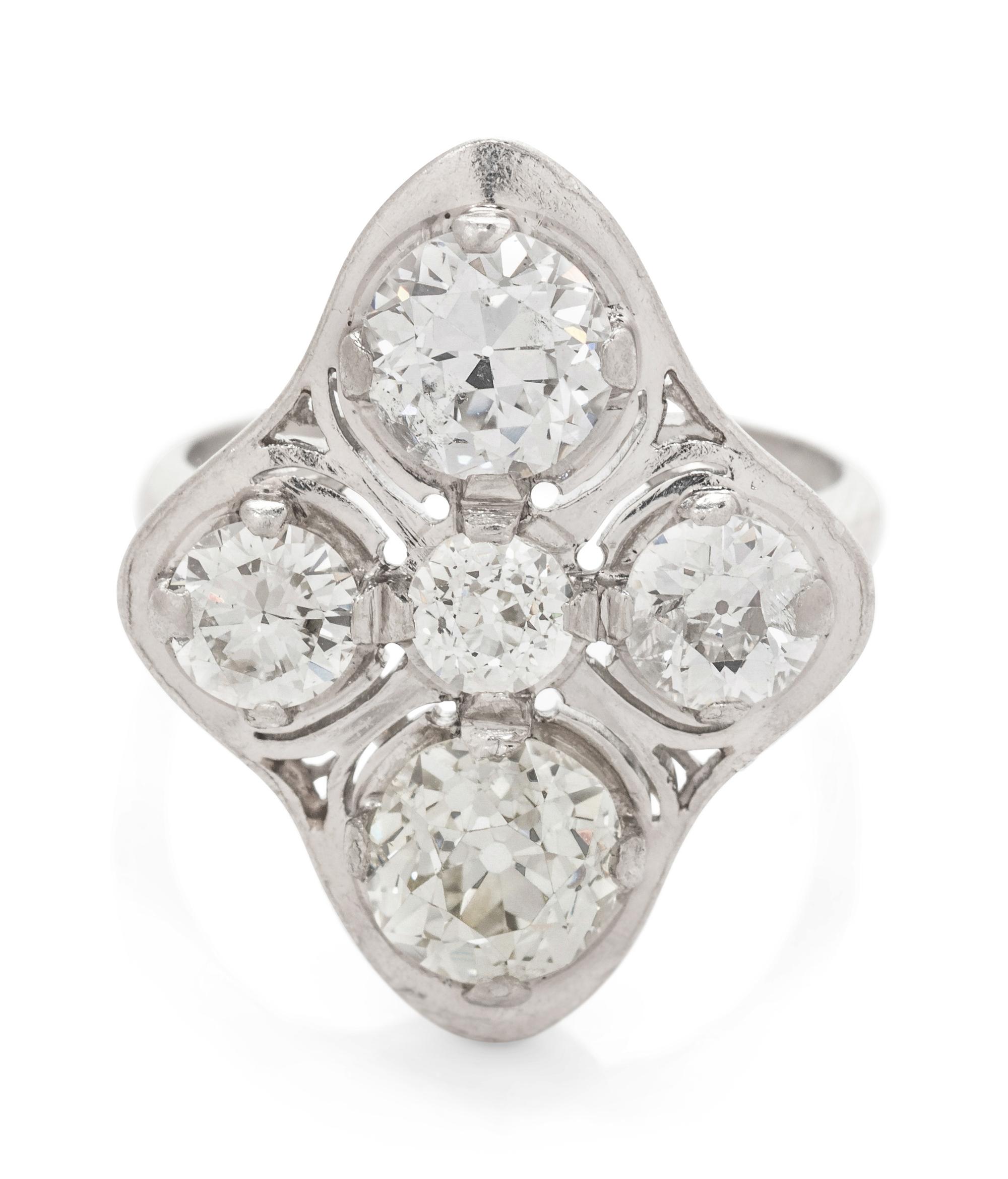 A Platinum and Diamond Ring,