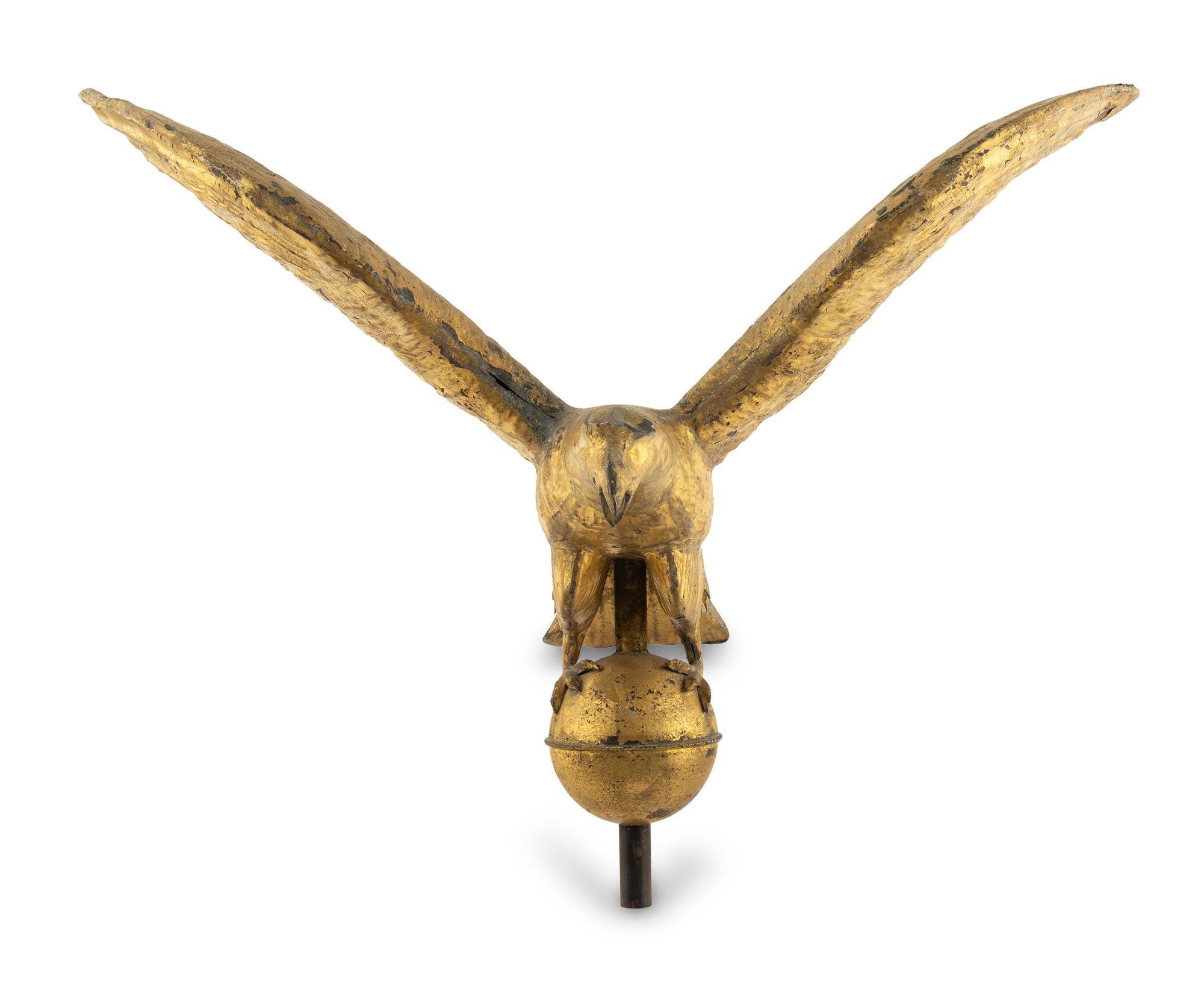 A Molded and Gilt Copper Eagle Weathervane