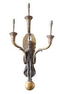 A Pair of Bronze Wall Sconces 11" W x 6" D x 21" H — United States, Early 20th Century