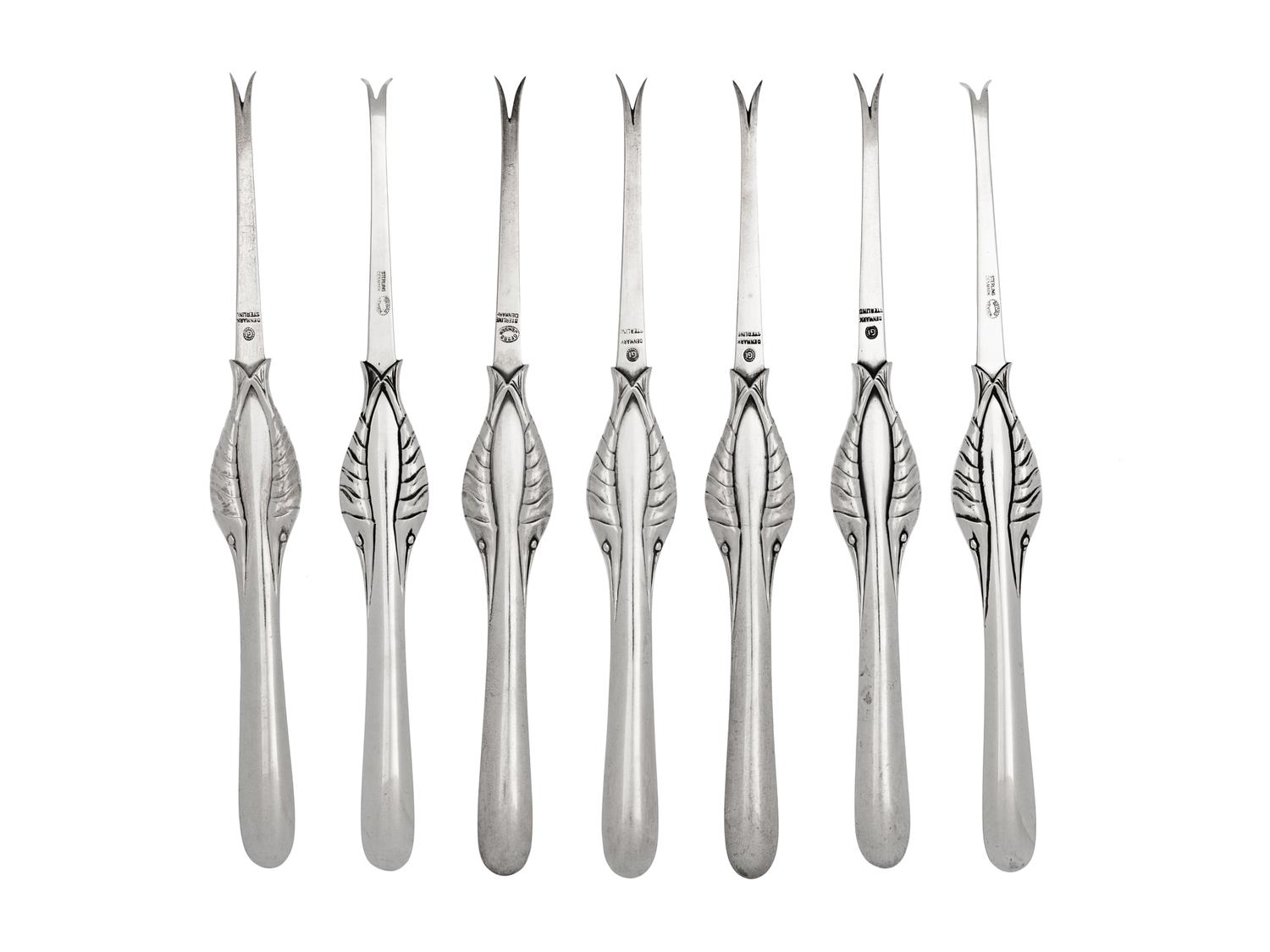 A Georg Jensen Silver Ornamental Fish Service