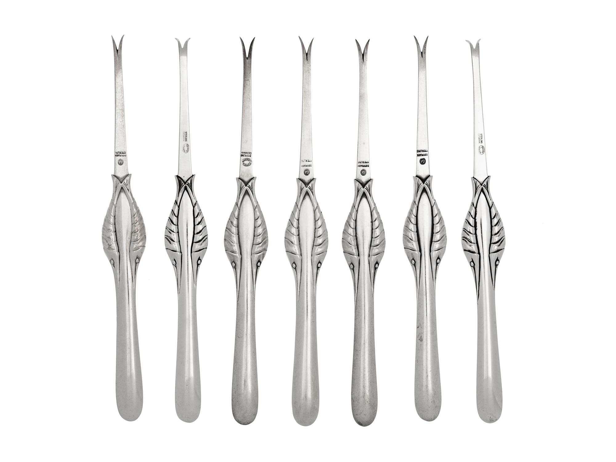 A Georg Jensen Silver Ornamental Fish Service