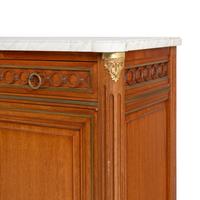A Louis XVI Style Fruitwood Marble-Top Serving Cabinet