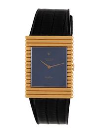 ROLEX, 18K YELLOW GOLD 'CELLINI' BLUE DIAL WATCH