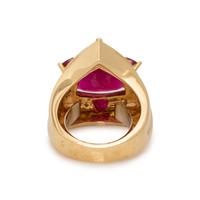 RUBELLITE TOURMALINE, RUBY AND DIAMOND RING