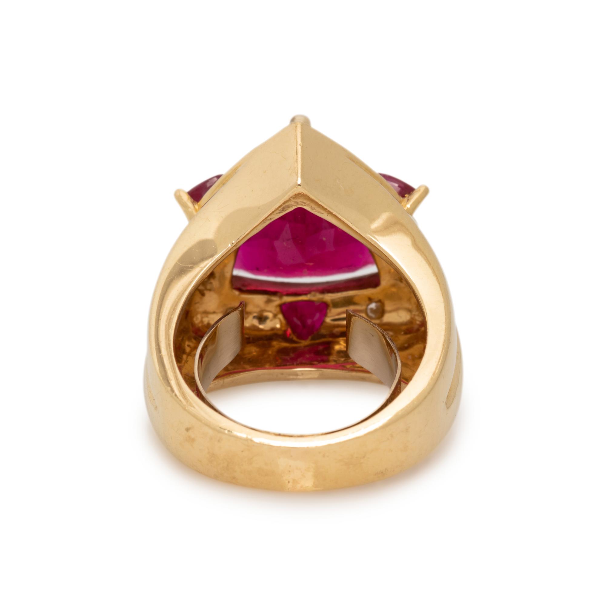 RUBELLITE TOURMALINE, RUBY AND DIAMOND RING