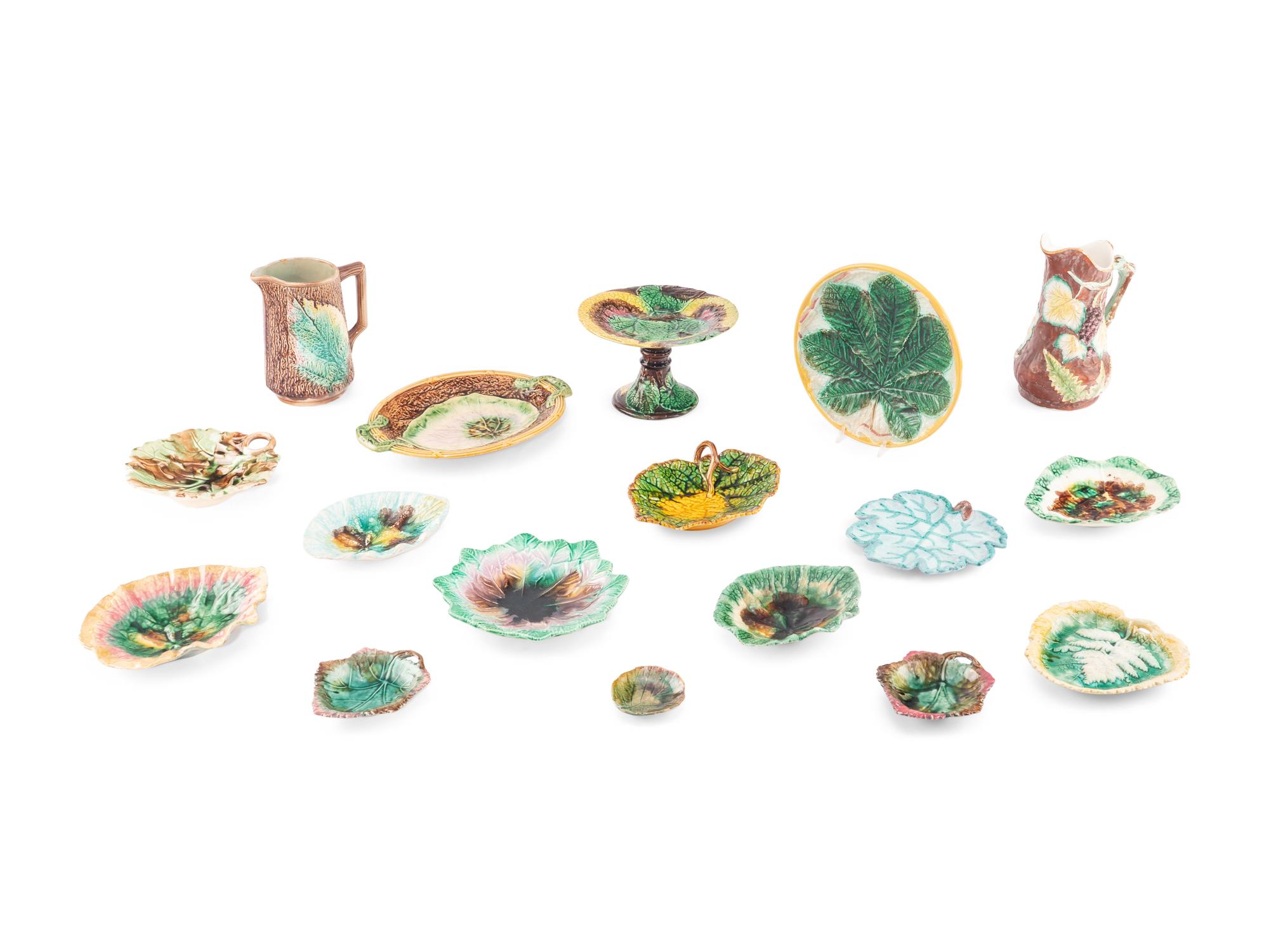 A Collection of Leaf-Form Majolica and Earthenware Articles