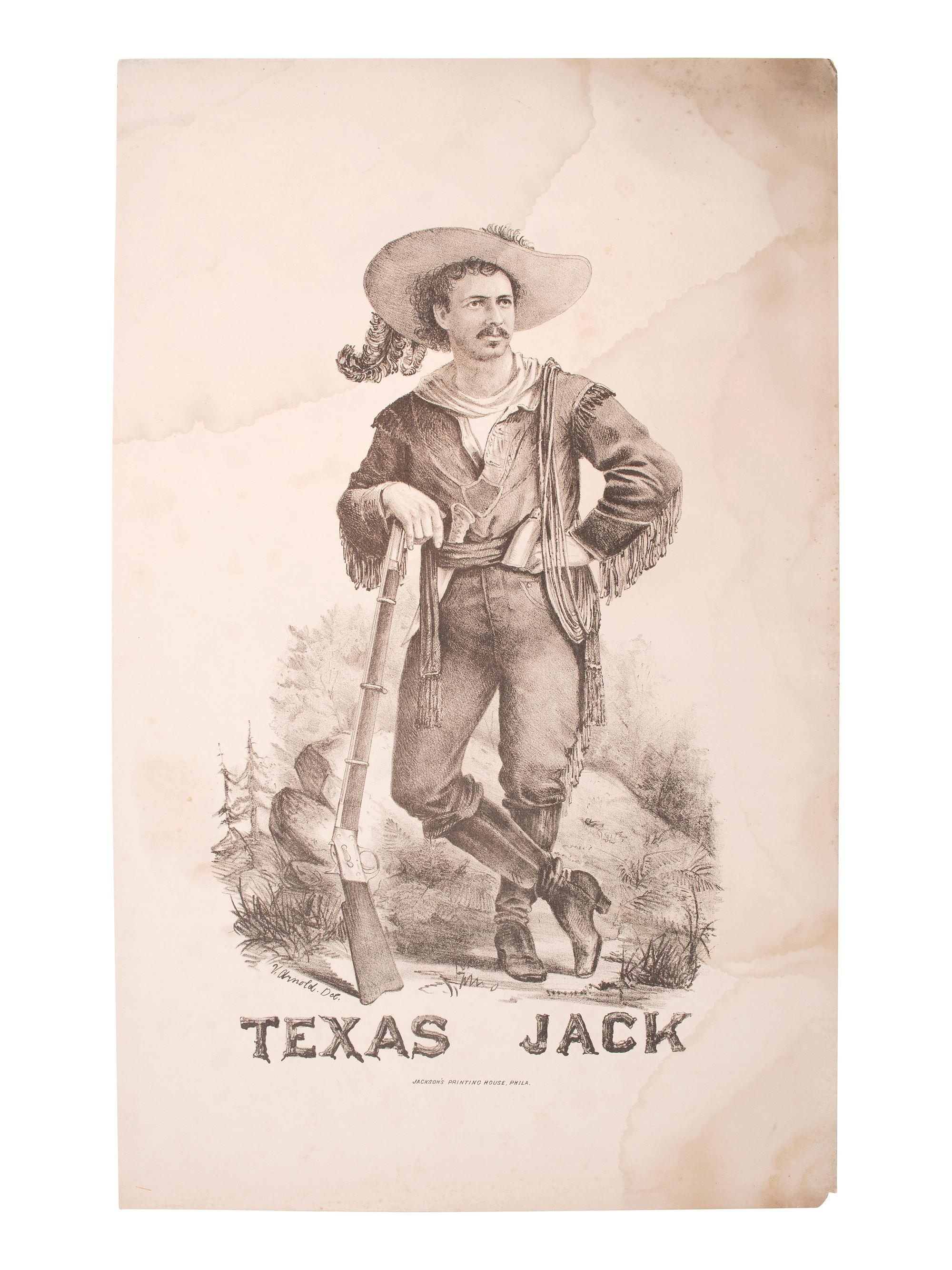 [WILD WEST SHOWS] -- [POSTER]. Texas Jack . Philadelphia, PA: Jackson's Printing House, ca 1872-1877.