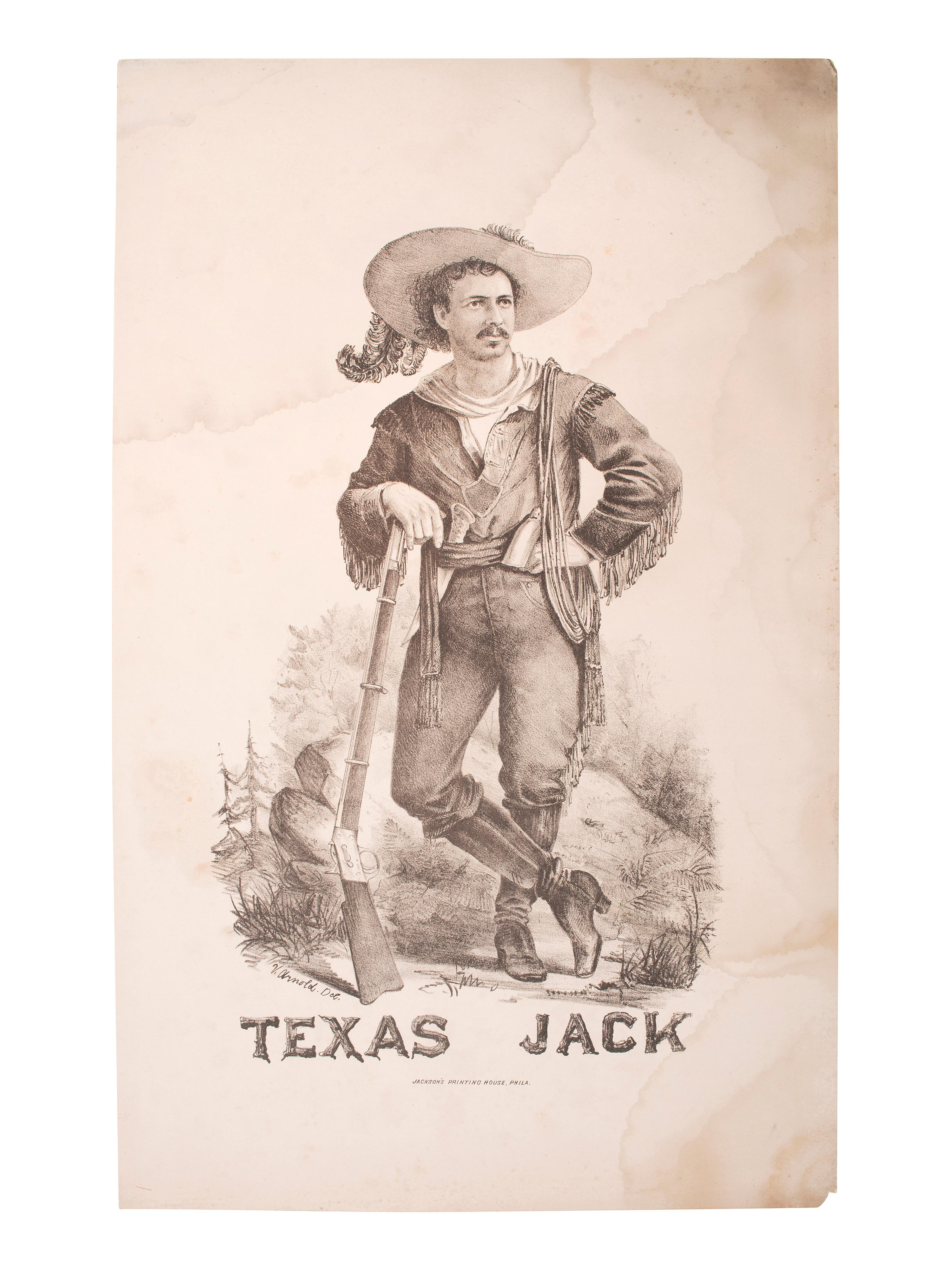[WILD WEST SHOWS] -- [POSTER]. Texas Jack . Philadelphia, PA: Jackson's Printing House, ca 1872-1877.