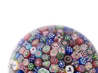 A Four-Color Ribbon and Latticino Twist Crown Glass Paperweight