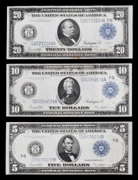 Three United States 1914-G Federal Reserve Notes