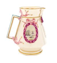 A Belleek Polychrome Decorated Porcelain Ewer, 1863-1897, Height 5 1/2 inches. — 1863-1897,