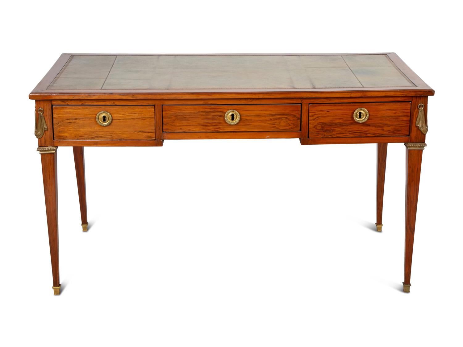 A French Gilt Bronze Mounted Mahogany Bureau Plat