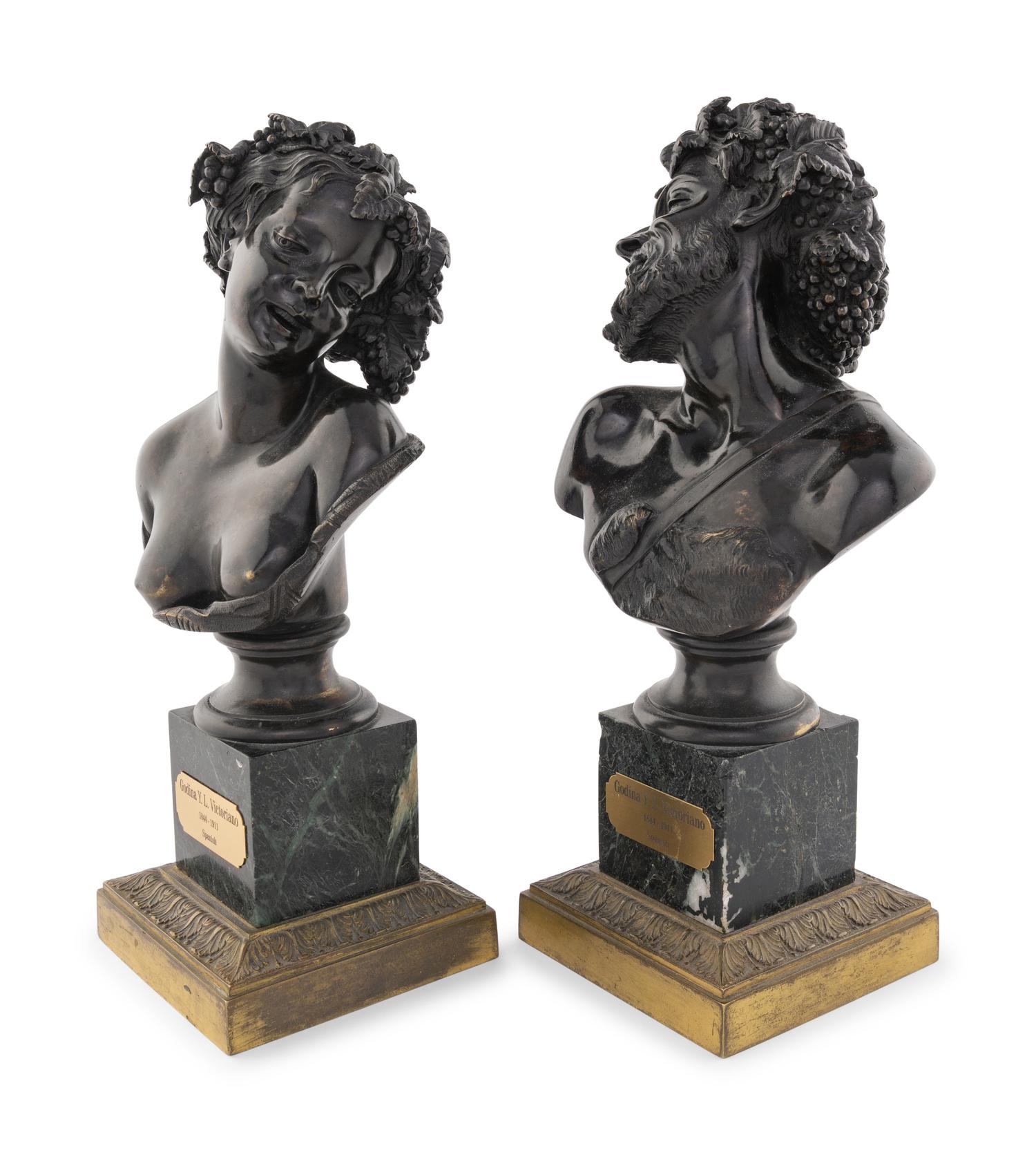 A Pair of Continental Bronze Busts