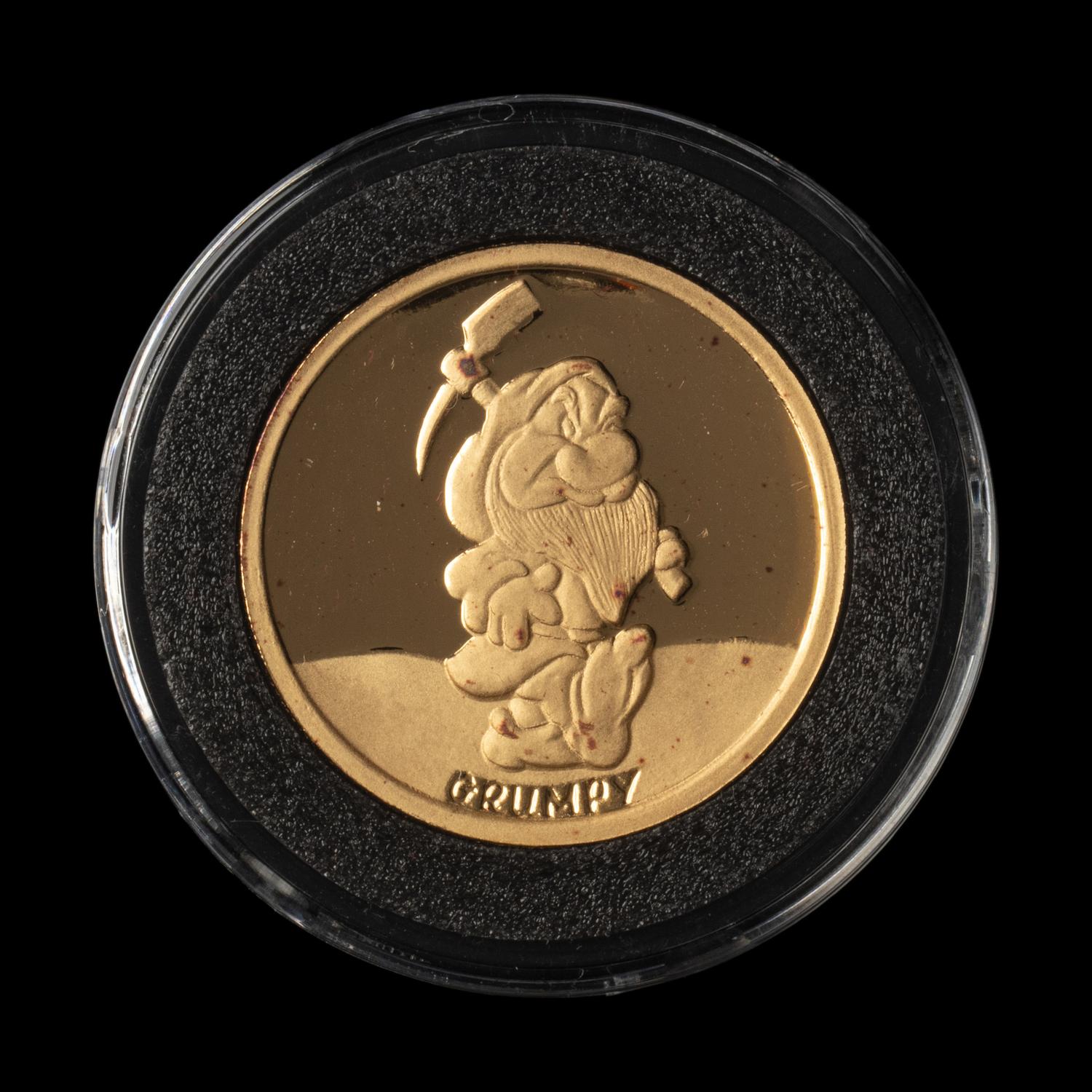 [PRIVATE ISSUE] A Rarities Mint 1987 Snow White and the Seven Dwarves: Grumpy Commemorative 1 ozt. Gold Round
