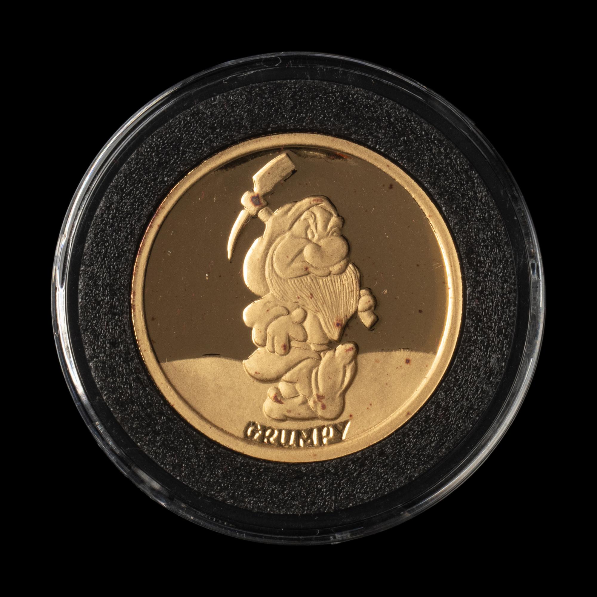 [PRIVATE ISSUE] A Rarities Mint 1987 Snow White and the Seven Dwarves: Grumpy Commemorative 1 ozt. Gold Round
