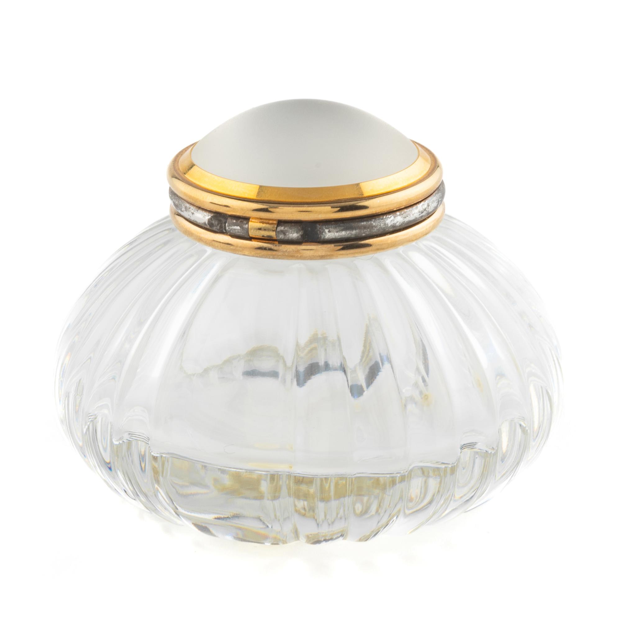 A Cartier Must de Cartier Glass and Gilt-Metal Mounted Inkwell