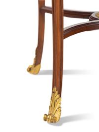 A Louis XV Style Gilt Bronze Mounted Mahogany Marble-Top Table