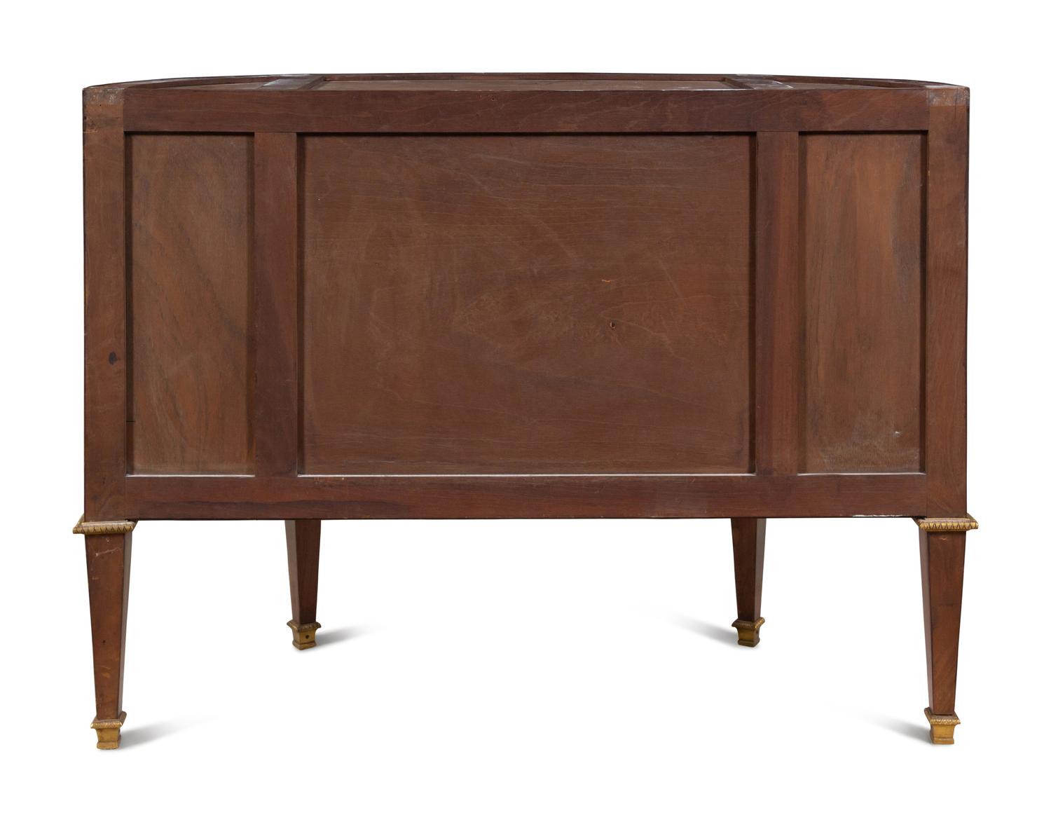 A Louis XVI Gilt Bronze Mounted Parquetry Marble-Top Commode