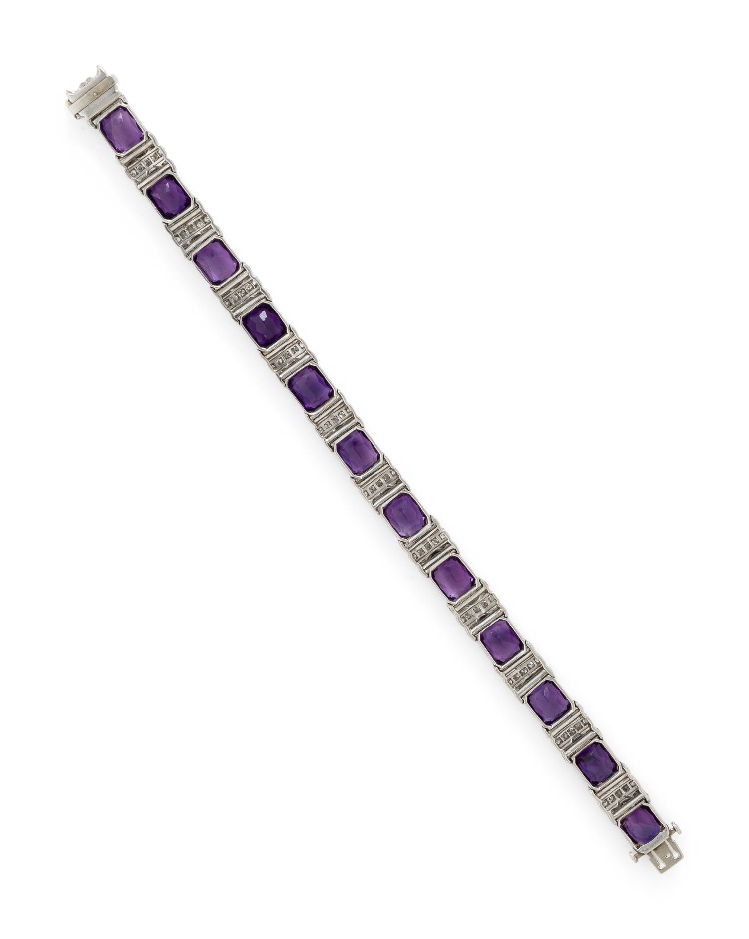 BETTERIDGE, AMETHYST AND DIAMOND BRACELET