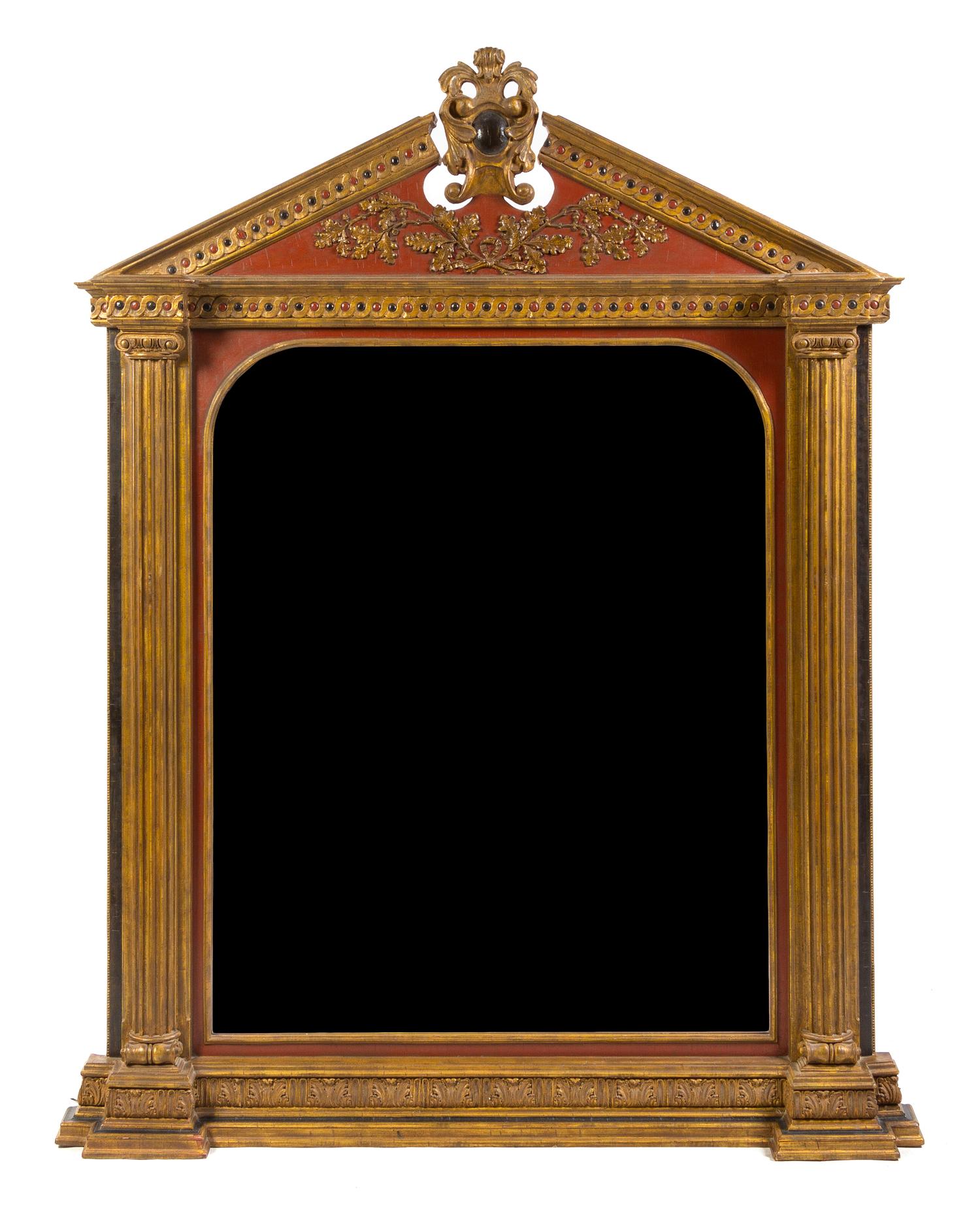 A Neoclassical Style Painted and Parcel Gilt Mirror Height 70 x width 53 inches. — 20TH CENTURY