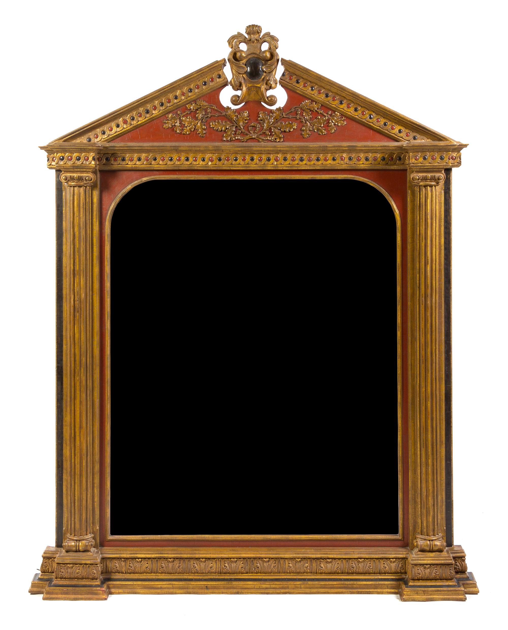A Neoclassical Style Painted and Parcel Gilt Mirror Height 70 x width 53 inches. — 20TH CENTURY