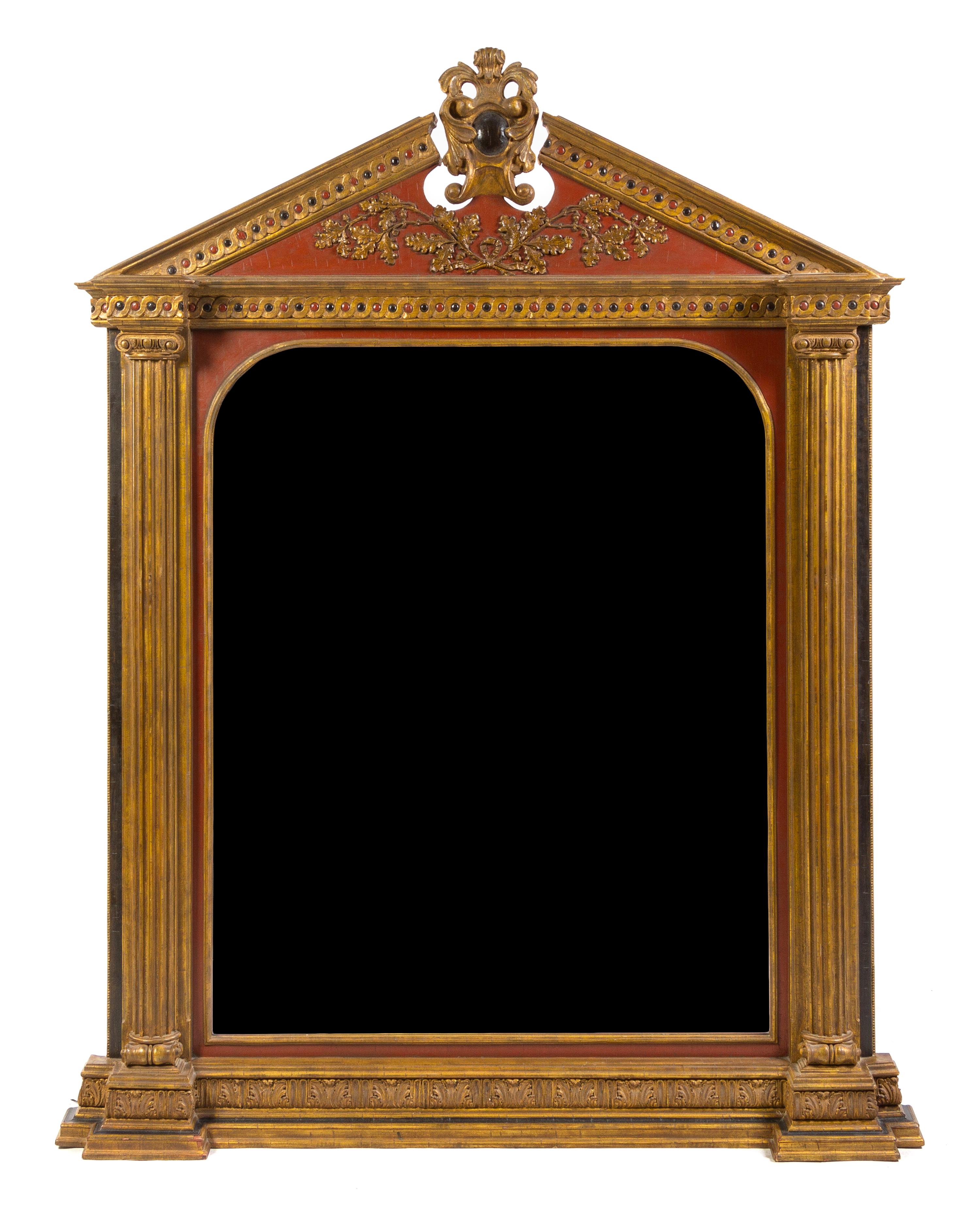 A Neoclassical Style Painted and Parcel Gilt Mirror Height 70 x width 53 inches. — 20TH CENTURY