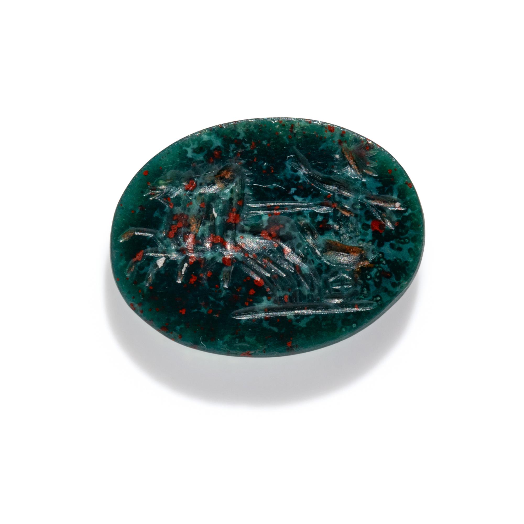 A Bloodstone Ring Stone with Helios Driving a Quadriga