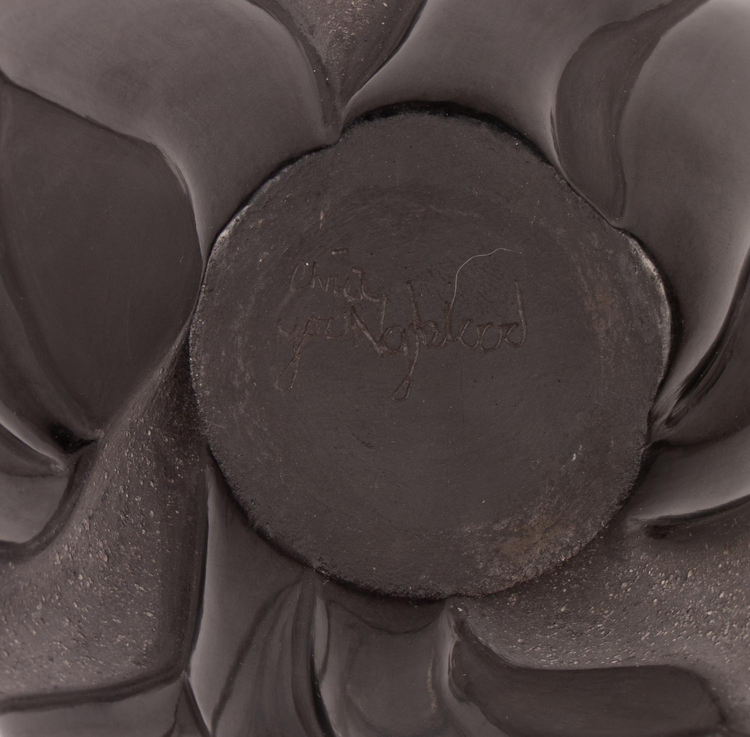 Blackware Pottery Jar, with Flames