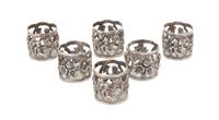 Six Continental Silver Napkin Rings Width 1 inch. — SECOND HALF 20TH CENTURY