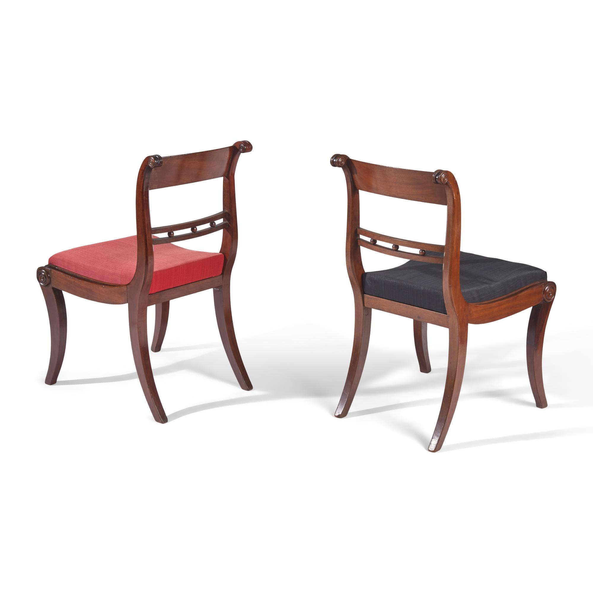 A Pair of Classical Mahogany Klismos Side Chairs