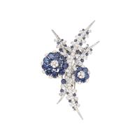 FRENCH, DIAMOND AND SAPPHIRE FLOWER BROOCH