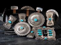 Navajo Sterling Silver and Turquoise Concha Belt