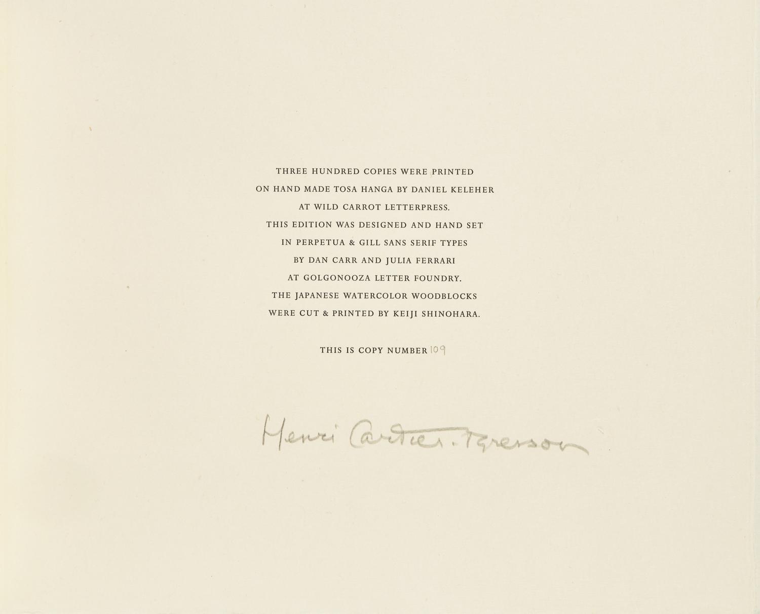 [LIMITED EDITIONS CLUB]. RIMBAUD, Arthur (1854-1891). Vowels. Translated by Wallace Fowlie. New York: The Limited Editions Club, 1996.