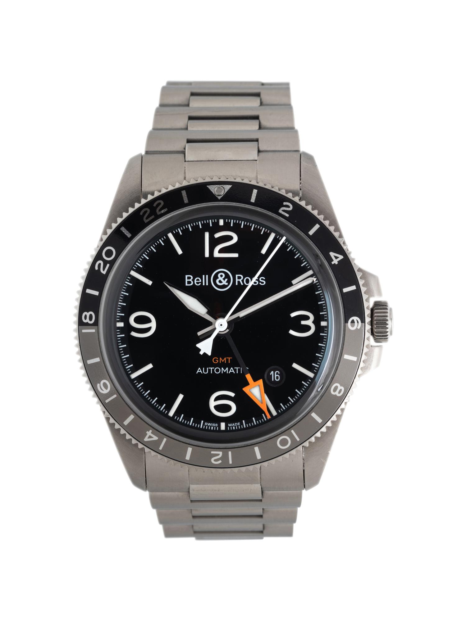 BELL & ROSS, REF. BR V2-93 STAINLESS STEEL 'GMT 24-H' WATCH