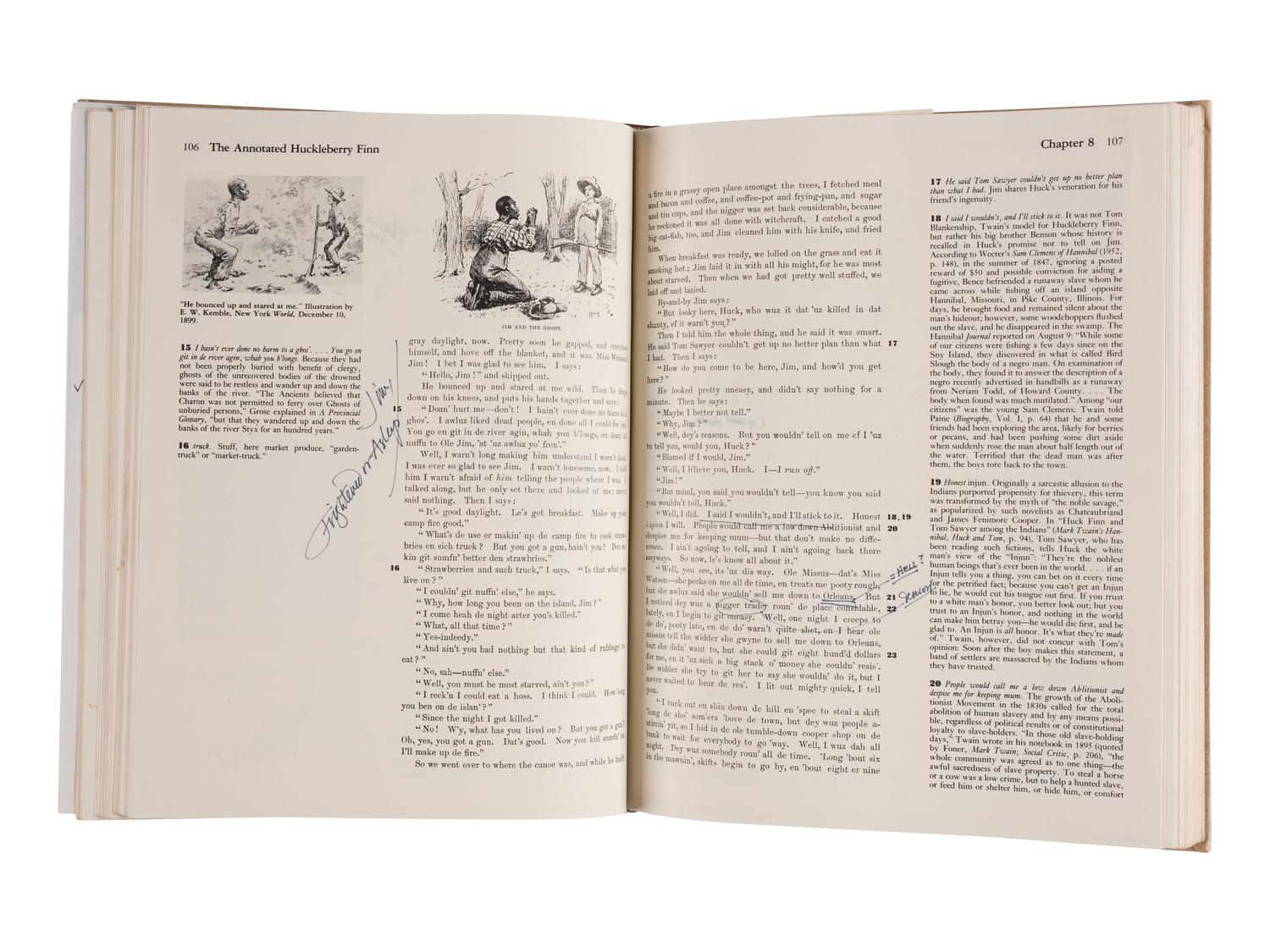 [MOSER, BARRY—SOURCE MATERIAL]. CLEMENS, Samuel Langhorne (1835-1910). The Annotated Huckleberry Finn . New York: Clarkson N. Potter, Inc., 1981.
