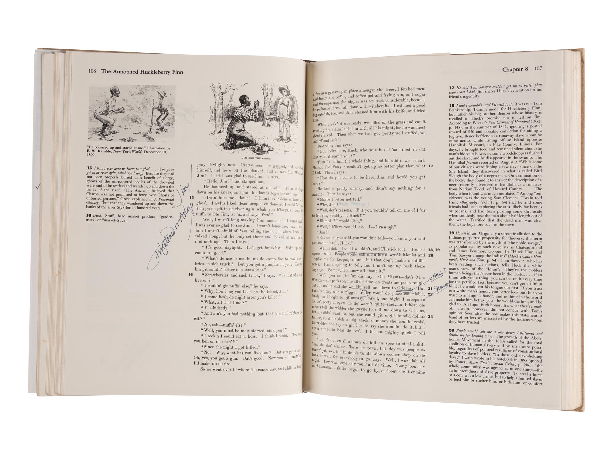 [MOSER, BARRY—SOURCE MATERIAL]. CLEMENS, Samuel Langhorne (1835-1910). The Annotated Huckleberry Finn . New York: Clarkson N. Potter, Inc., 1981.