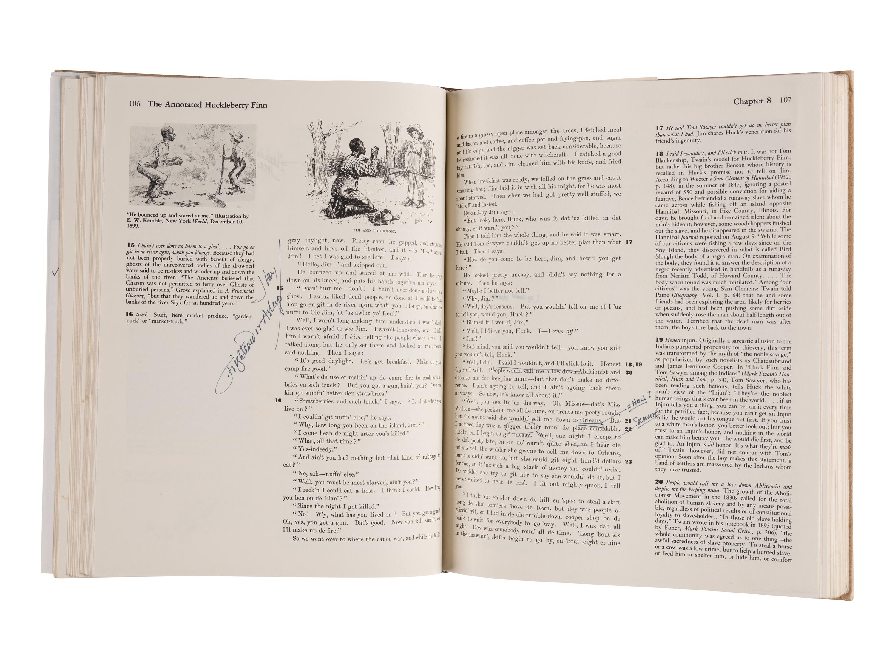 [MOSER, BARRY—SOURCE MATERIAL]. CLEMENS, Samuel Langhorne (1835-1910). The Annotated Huckleberry Finn . New York: Clarkson N. Potter, Inc., 1981.