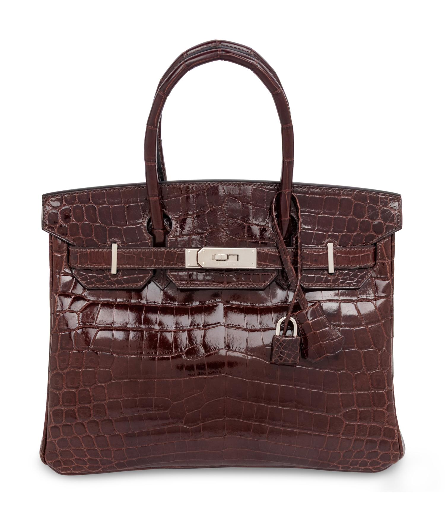 HERMÈS, BIRKIN 30 IN SHINY BROWN CROCODILE