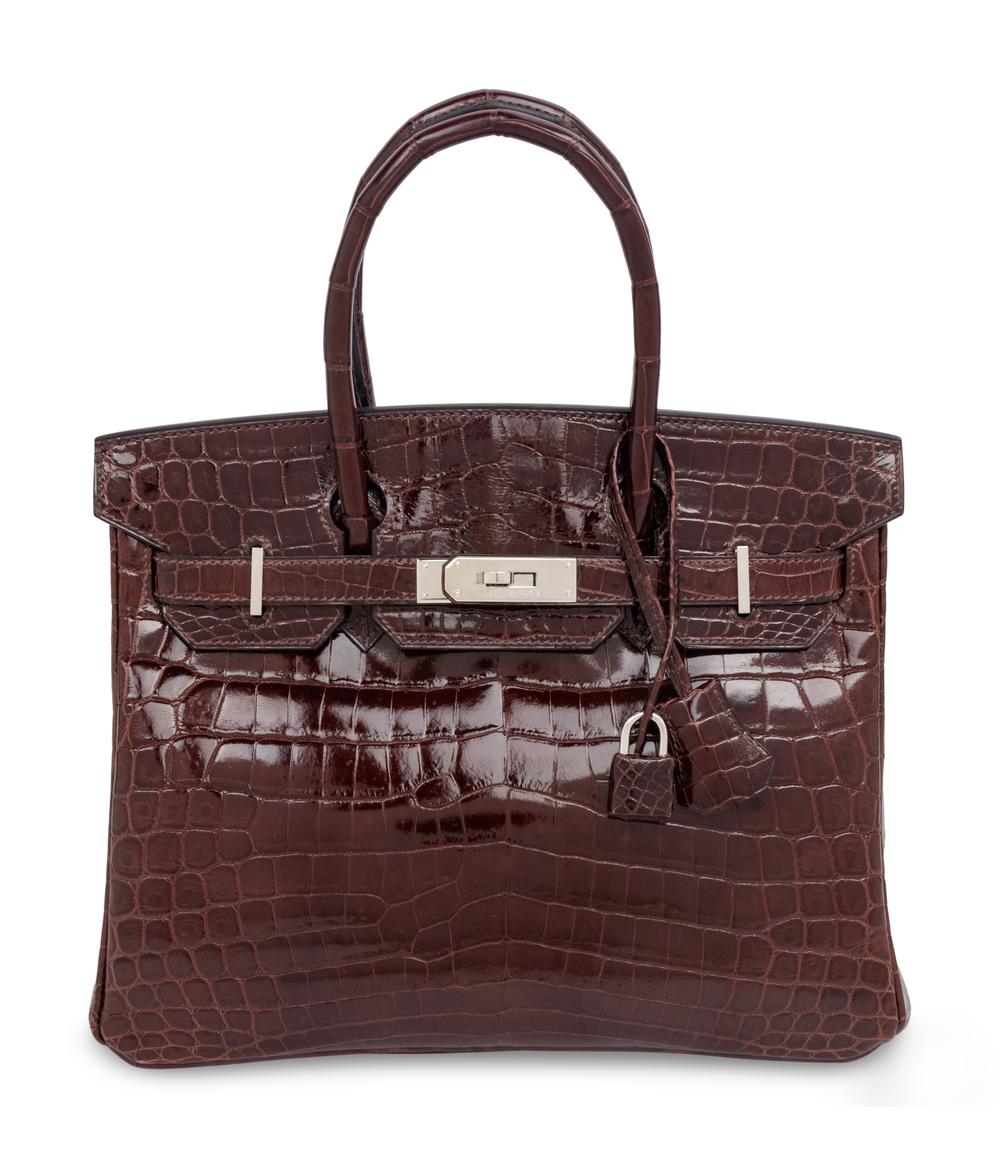 HERMÈS, BIRKIN 30 IN SHINY BROWN CROCODILE