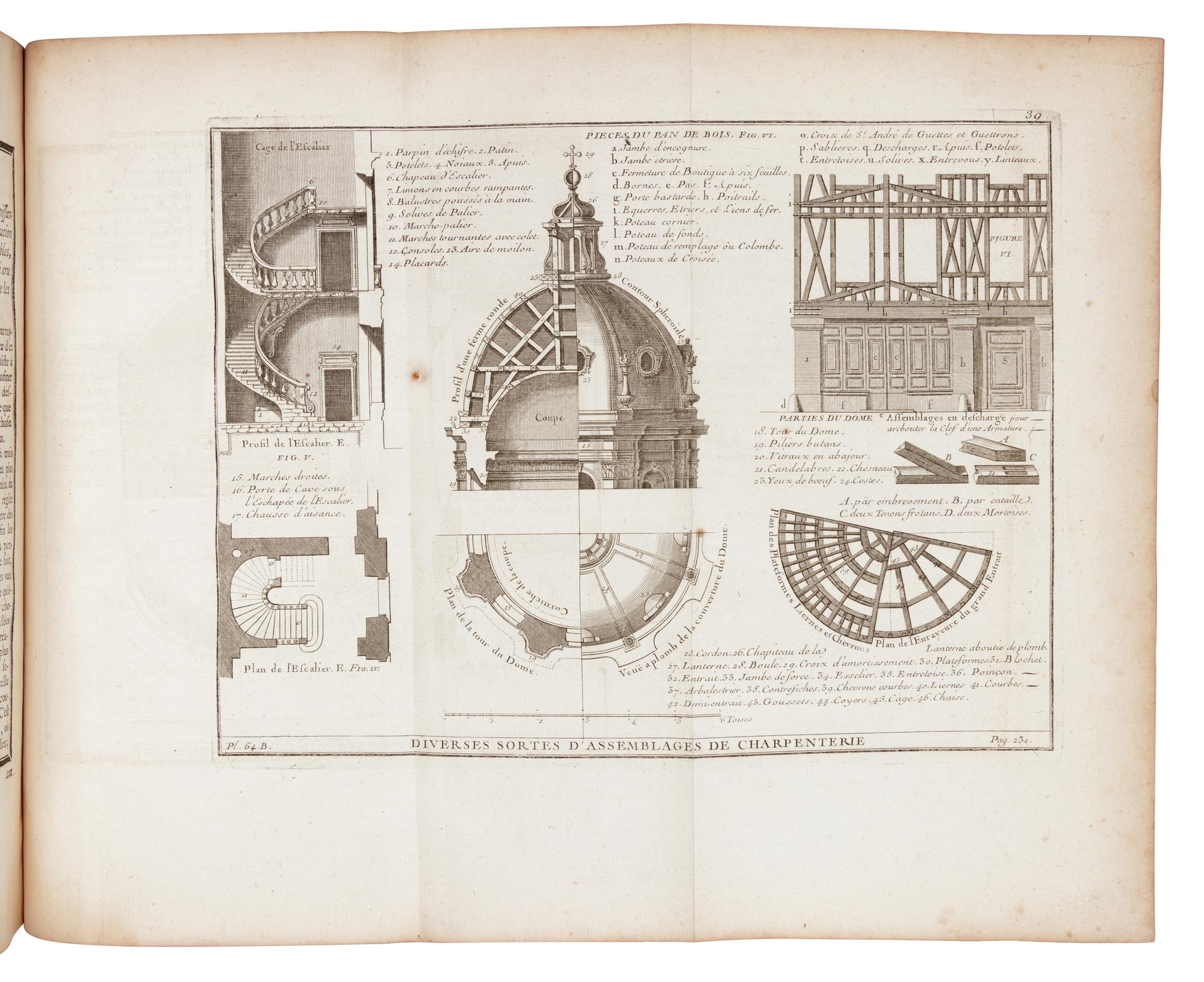 [ARCHITECTURE]. AVILER, Augustin Charles d' (1653-1700). Cours d'architecture . Paris: Charles-Antoine Jombert, 1760.