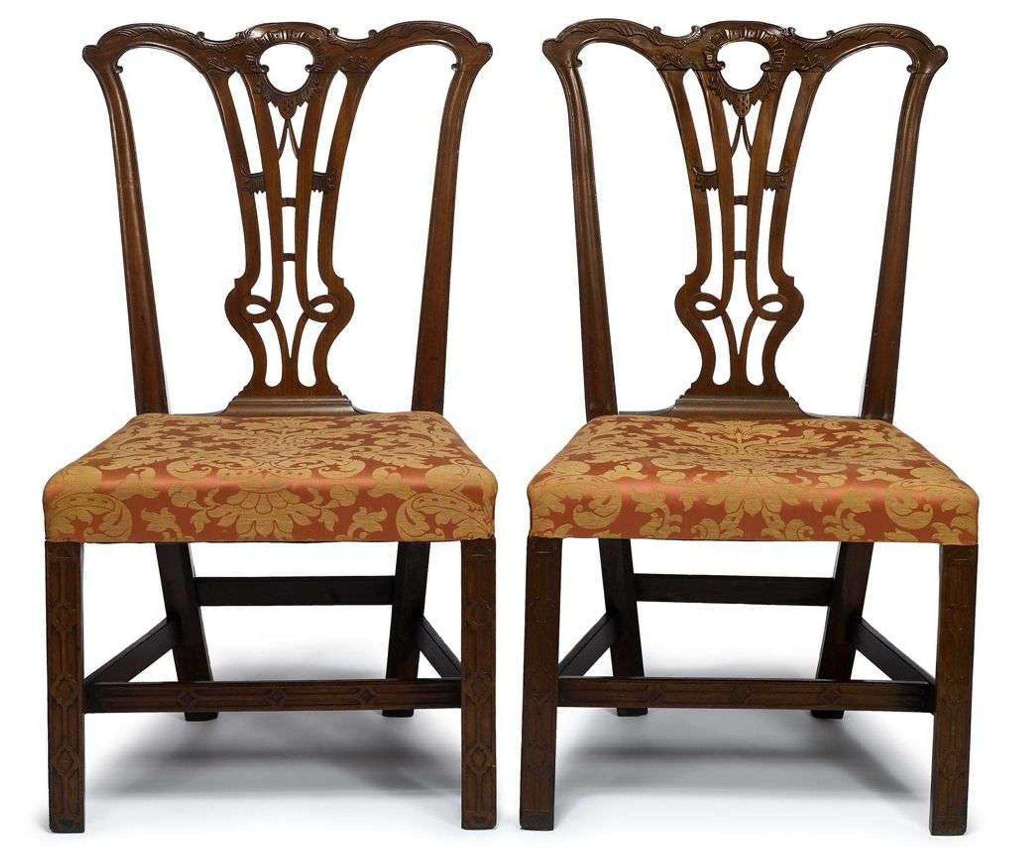Pair of Chippendale carved mahogany side chairs mid atlantic, late 18th century