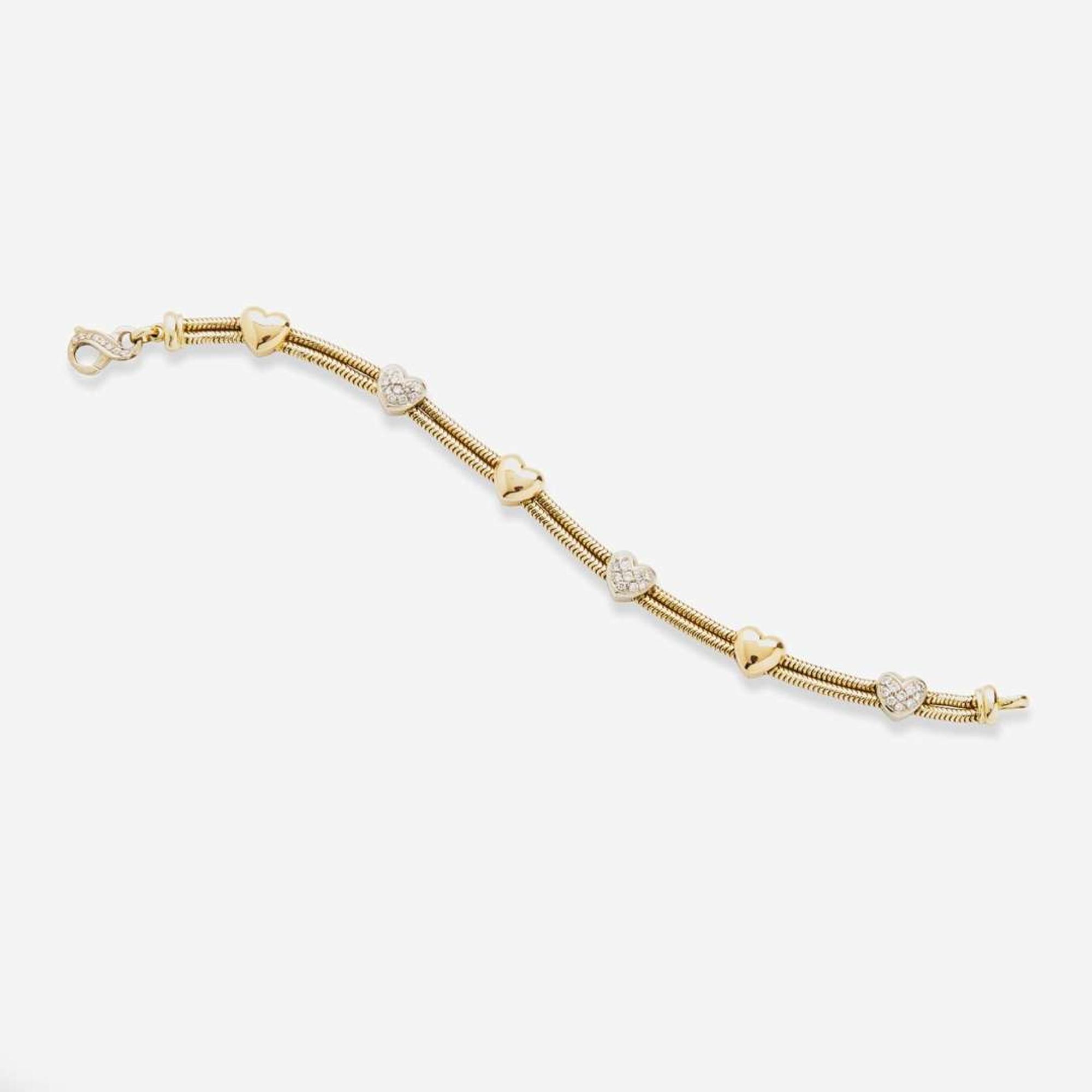 An 18K Tri-Color Gold and Diamond Bracelet