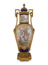 A Gilt Bronze Mounted Sèvres Style Porcelain Vase and Cover
