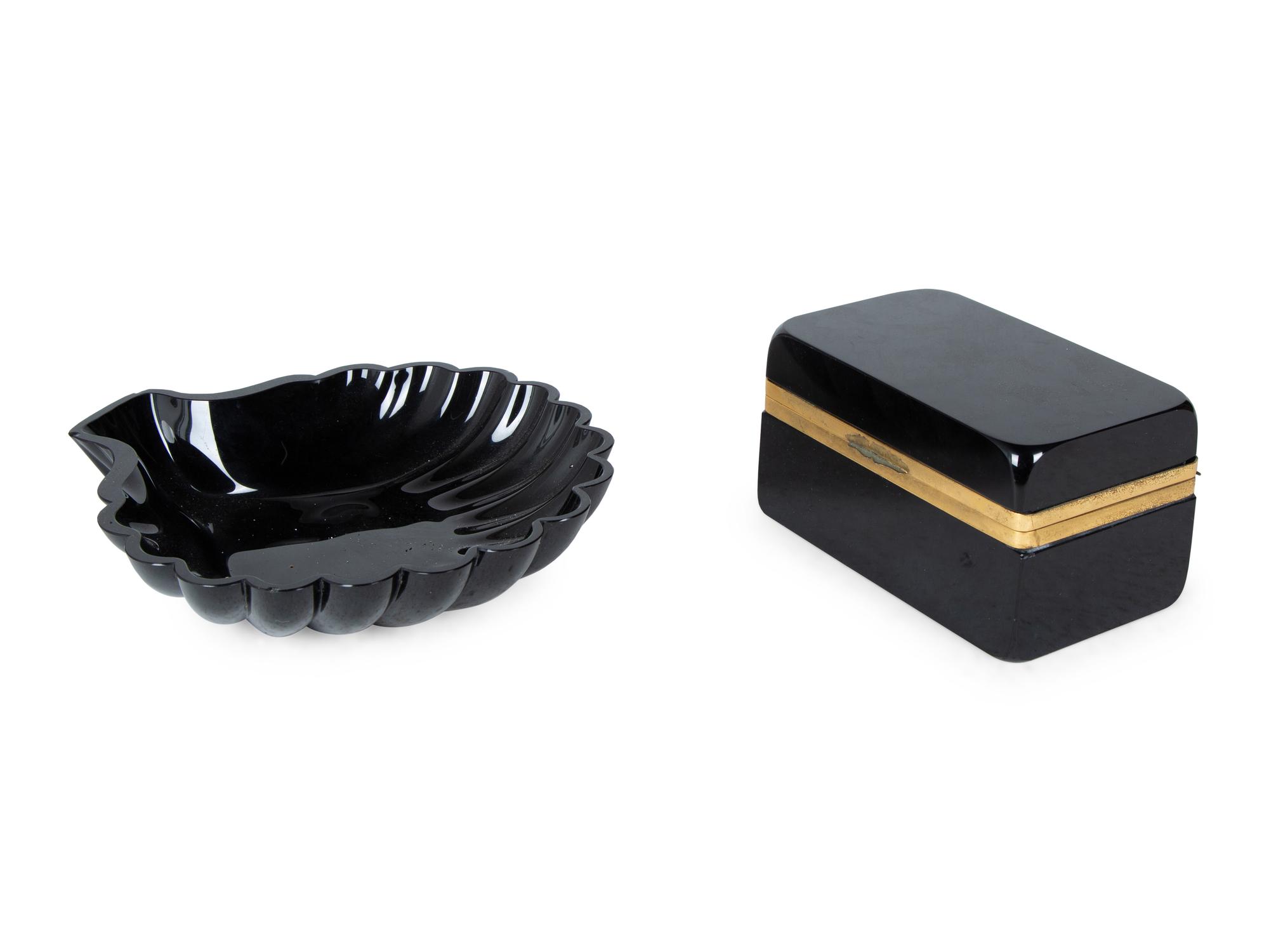 Two French Black Glass Articles — 20TH CENTURY